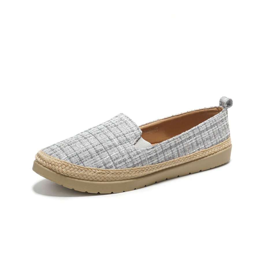 Women's Solid Color Splicing Casual Flat Shoes, Everyday Wear - Grey - View 1