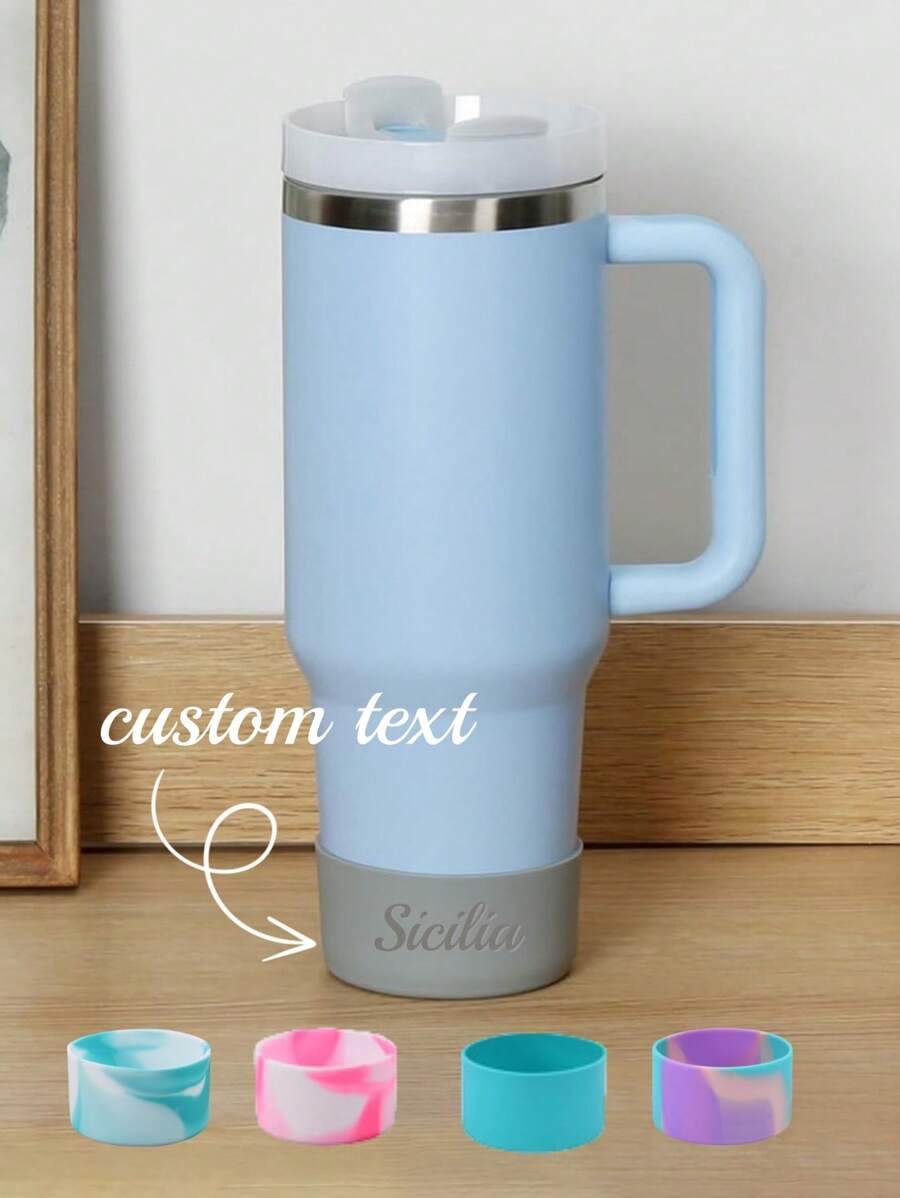 1pc Customized Tumbler Mug/Personalized Tumbler Sleeve/Engraved Tumbler Mug/20oz 30oz 40oz Tumbler Mug/Silicone Tumbler Mug/Tumbler Accessories Water Bottle - Grey Coaster - View 1