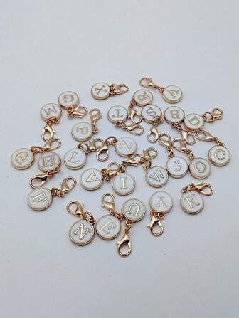 1pc White-Color A-Z Letter Keychain, Suitable For Bag Pendant, Backpack Decor, Car Hanging Accessory, Daily Gift For Women