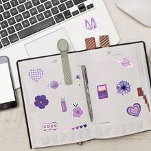 Juego de 60 pegatinas con estilo vintage de ballet en morado y rosa, cielo estrellado, romántico, minimalista, estética oscura, diseños de dibujos animados lindos y estéticos para scrapbooking, sellado, papelería, guitarra, regalos, fiestas, recompensas, motivación