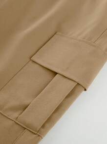 1 件男童和青少年休闲宽松多口袋直筒裤，适合运动和户外，春夏秋 - 卡其色 - 查看 5