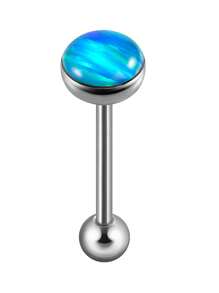 1 件装 女士不锈钢蛋白石舌环 银色闪亮闪光舌头杠铃外螺纹穿孔身体首饰 14 克