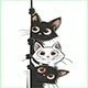 2Pcs Cat Kitchen Towels Watercolor Black And White Cat For Cat Lovers