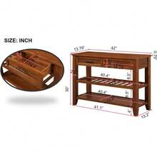 GFDRHJUY  Console Table Sofa Entryway Side Table Furniture With 2 Drawers And 2 Bottom Shelves For Living Room Home Decor, 42" W X 13.78" D X 30" H - 棕色 - 查看 2