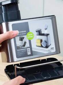 Stainless Steel Sink Organizer Sponge Holder With Detergent Holder Soap Dispenser Kitchen - 銀色 - 查看 2