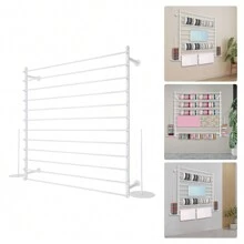 Wall-Mounted Display Rack, 12-Layer Wrapping Paper Ribbon Holder, Metal Organizer For Flower Shop Sewing Tool Thread Scarf Tie For Craft Room, Flower Shop, Retail Store, Gift Wrapping Paper 47.24*7.87*47.24in White/Black/Gold - 彩色 - 查看 15