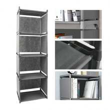 4-Tier Modern Storage Rack 5-Cubes Book Shelf Bookcase Display Unit Organizer 125x41x28cm(Fabric Cannot Be Placed With Heavy Objects) - Grey - View 3