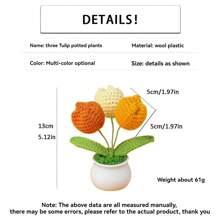 1pc Handmade Crocheted Yarn Simulation Tulip Potted Plant, Round Cute Woven Yarn Tulip, 1 Double Headed Stamen, 1 Triple Headed Flower Bud, Desktop, Car, Office, Home Decoration, Small Gift, Can Be Given To Family, Friends, Classmates, Birthdays, Teachers, Souvenirs, Night Market Camping Parties, Scenic Spots Easter Gifts Graduation,Garden Decor,Outdoor Plant,Gardening,Fake Flowers