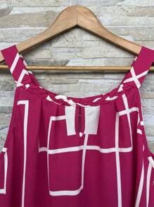 Tank Top Elaborate Braids On The Neckline Duna Women's Blouse Dress Up With Thin Straps Plain (HAS PLUS SIZE G2(48) Crepe Print - 紫色印花 - 查看 1