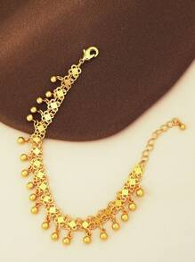 1 件简约波西米亚金色串珠球流苏手链几何串珠链手链适合女性每天佩戴作为情人节礼物 - 金黃色 - 查看 1