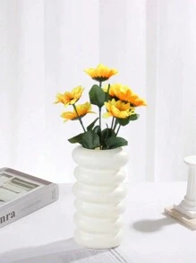 1 Pc Plastic Vase, Solid Color Flower Vase, Unbreakable Vase For Flower Arrangement, Creative Shaped Dry Flower Container, Large Capacity Planter, Multipurpose Flower Stand, Seedling Planter, Reusable And Durable, Suitable For Living Room, Bedroom, Kitchen, Bathroom, Outdoor, Party, Office, Banquet, Exhibition, Meeting, Fresh And Artificial Flowers Like Tulips, Roses, Succulents, Lilies Etc.