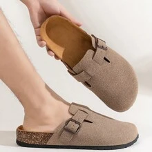 Men Slip-On Sandals With Covered Toe & Thick Sole, Casual Elevated Loafers For Summer, Couples Shoes