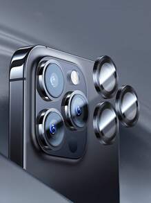 ZYONS 6pcs/Set Black Metal Camera Lens Protector Film, Perfectly Fit, Circular Rear Camera Lens Cover, Compatible With IPhone 17 Pro Max/17 Air/16 Pro Max/16 Pro/16 Plus/16/16E/15/14/13 Mini/12/11 Series - 6pcs - View 6