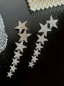 Andkiss 1 par de aretes con borlas y estrellas de cristal, adecuados para uso diario