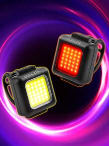 Luz LED para Bicicleta 2 Lámparas de Modo Dual Rojo o Blanco con Carga Visa USB Resistente al Agua  Trasera De Bicicleta - Negro - Ver 3