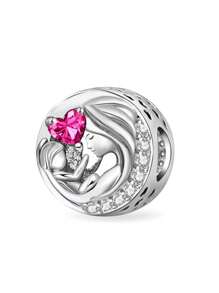 1 PC 925 Sterling Silver Family Heart Charm Bead Fit For Women Bracelets Bangles DIY Jewelry Making And Daily Outfit Matching Jewelry Decoration For Girls Valentines