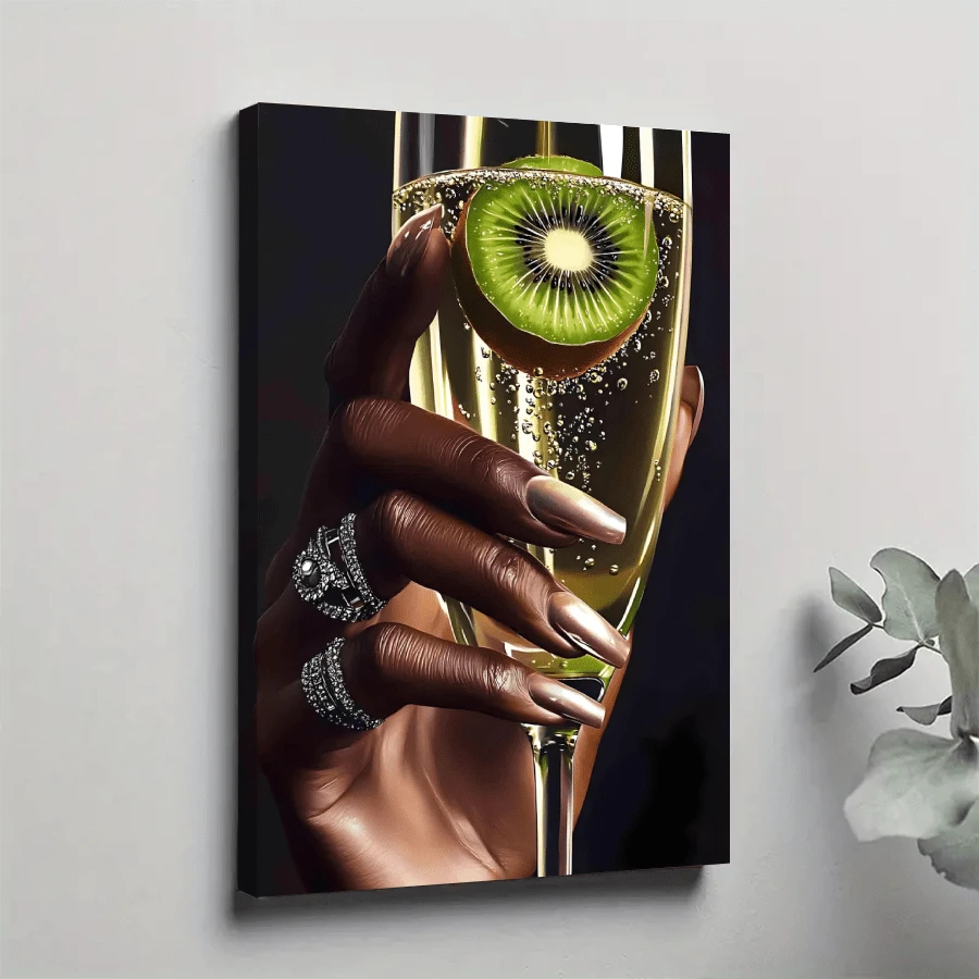1pc Framed Canvas Poster, Fashion Black Funky Woman African American Women Wall Art Canvas Paintings, Ideal Gift For Bedroom Living Room Corridor, Wall Art, Room Decoration - 彩色 - 查看 1