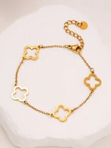 Juego de pulsera y brazalete de joyería para mujer de flor con circonia cúbica de acero inoxidable de alta calidad y elegante estilo vintage, adecuado para uso diario