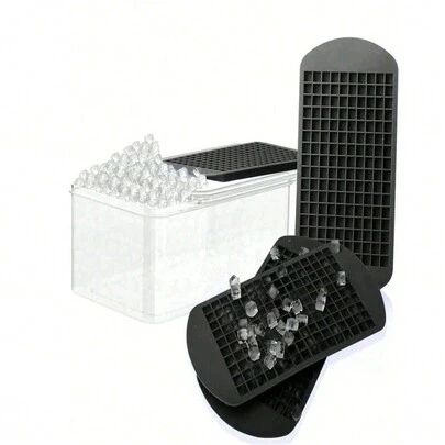 2pcs Silicone Making Tray, 160 Black Multi-Grid Mold For Summer, Ice, Food, Kitchen, Travel, Kitchen Items, Kitchen Tools, Kitchen Things. Back To School