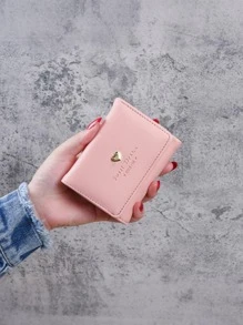 韩版折叠金属女生爱心零钱包情人节礼物钱包女钱包钱夹迷你钱包小钱包
