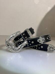 Latest Rhinestone Decorated Belt, Y2K Fully Rhinestone Bling Bling Belt, Cross Rhinestone Punk Belt, Sequin Rivet Punk Belt, Fashion Versatile - Multicolor - View 10