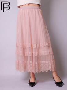 Gonna in tulle con ricamo floreale in morbido filato di rete, per daylie forti, outfit da donna adatto per autunno/inverno