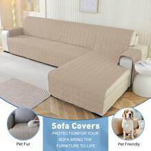 CYCMACO Waterproof Sofa Cover With Peninsula 2/3/4 Seater, Universal Reversible Right/Left Corner Sofa Cover, Anti-Scratch Anti-Stain Chaise Longue Sofa Cover - 米色 - 查看 6