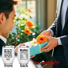 1 个个性化不锈钢水瓶，12 盎司/20 盎司，适合户外露营、健身、办公室和汽车旅行，是送给兄弟和朋友的绝佳礼物，也是送给男士的最佳生日和节日礼物 - 彩色 - 查看 12