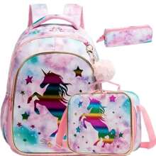 3PCS School Bags For Girls Children's Backpack For Elementary Students Kids Cute Backpack Set With Lunch Bag - Multicolor - View 9