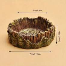 1 pezzo Ciotola per la somministrazione di rettili, con design realistico di un tronco d'albero, in materiale ABS, senza ricarica, senza batterie richieste, ideale per lucertole, tartarughe, rane cornute, mangiatoia per uccelli da giardino esterno e fontana, ciotola per alimenti per animali domestici creativa