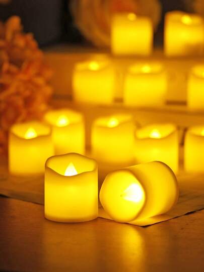 6/12/24pcs Electronic Candle Lights, Home Decor LED Flameless Candle Lights, Small Tea Lights For Room Decoration, Birthday Party, Holiday, Wedding (Batteries Included)