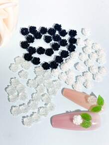 90pcs 6mm 3D White Aurora Camellia Rose Nail Art Charms, DIY Nail Jewelry Accessories - Mixed With Black Transparent Camellia Flowers, Suitable For Nail Design, Resin Crafts, Scrapbooking, Glasses, Guitar, Computer, Phone, Furniture, Wallet, Packaging, Craft Design, Nail Art Decoration, Perfect For Valentine's Day Nails Nail Supplies - Multicolor - View 6