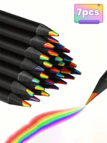7 支-14 支/套彩虹变色铅笔、多色铅笔、儿童 DIY 渐变色混合绘图铅笔