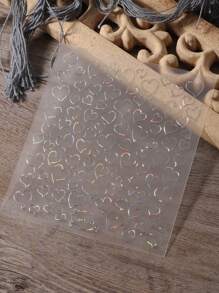 2pcs Hollow Laser Silver Hollow Heart Nail Art Stickers Valentine's Day Holographic Bronzing Heart Y2K Nail French Tips Nail Art Charms Self Adhesive Slider Manicure Accessories Nails Nail Supplies - Multicolor - View 6