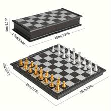 Chess Sets - Travel Chess Set That Stows In Your Pocket - Magnetic Chess Set With Folding Case(Gold And Silver Pieces) Family, Gathering, And Halloween/Thanksgiving Day/Christmas Gift
