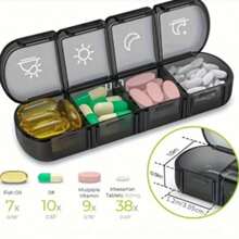 One-Piece 7-Day Daily Medicine Box, Weekly Medicine Organizer, Waterproof, With Secret Compartment For Medicine Storage.