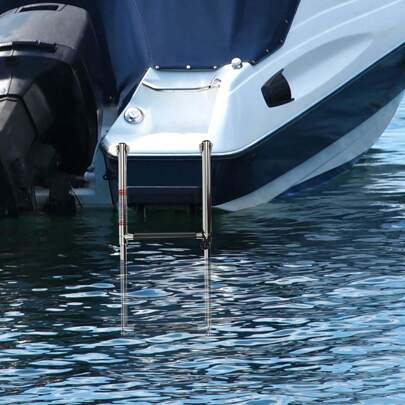 HYYKJ-US Aquatrack 316 Marine Grade Stainless Steel 2-Step Telescopic Boat Transom Ladder