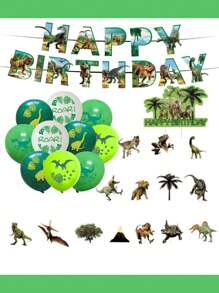 Dinosaurus thema Happy Birthday banner, vlag, ballon, topper decoraties voor thuisfeesten