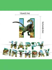Dinosaurus thema Happy Birthday banner, vlag, ballon, topper decoraties voor thuisfeesten