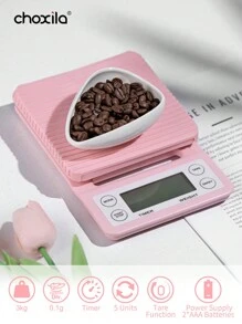 choxila 1pc Pink Coffee Scale With Timer, LCD Backlight Display, High Accuracy Kitchen Food Scale With Tare Function, 6.6LB/3KG Max Load, 0.1g Precision Sensor (Batteries Not Included) Back To School - Pink - View 2