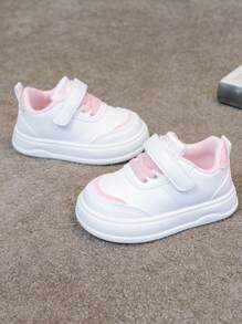 1 Pair Infant/Toddler Soft Comfortable Flat Casual Sneakers, Suitable For Daily Sports And Running, All Season - Pink - View 5