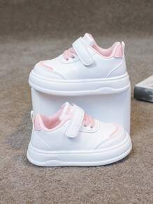 1 Pair Infant/Toddler Soft Comfortable Flat Casual Sneakers, Suitable For Daily Sports And Running, All Season - Pink - View 2
