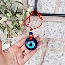 Đồ trang trí treo xe hơi mắt xanh thủ công - Bùa mắt ác với hạt vàng và xanh - Dây đỏ - Bùa hộ mệnh cho - Trang trí xe hơi độc đáo & Trang trí nhà cửa - Ý tưởng quà tặng đặc biệt Quà tặng sinh nhật tốt nghiệp - Màu xanh lam - Xem 5