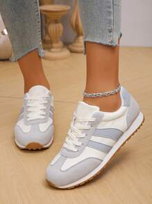 Women's Lace Up Solid Color Versatile Platform Round Toe Sneakers, Elegant Lace Up Mesh Breathable Thick Sole Women Sports Shoes, Suitable For Spring And Autumn