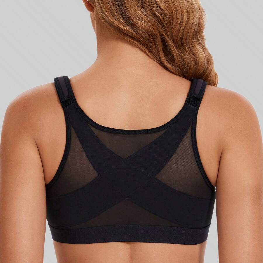 MELENECA MELENECA Women's Front Closure Wirefree Post Surgery Plus Size Back Support Posture Bra