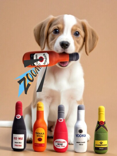 Pet Supplies - Plush Wine Bottle Shape Doll For Dogs To Chew & Play With, Available In Multiple Colors (For Pet Use Only)