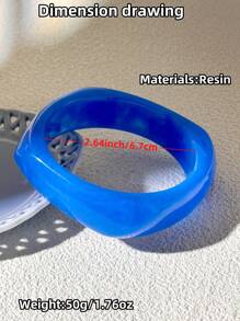 优雅蓝色树脂手链，性感大胆的不对称袖口手镯，适合日常佩戴