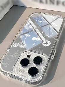 1pc Western Cowgirl Style Cherry Cocktail Lips And Bow Boot Design Mirror Full Coverage Anti-Slip Mobile Phone Soft Case, Compatible With IPhone 11/12/13/14/15 Pro Max Waterproof Shockproof Anti-Fall Scratch Resistant - Multicolor - View 3