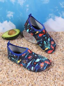 1 双男童黑色恐龙橡胶防滑沙滩水鞋，软底透气赤脚鞋和婴儿学步鞋 - 藍色 - 查看 6