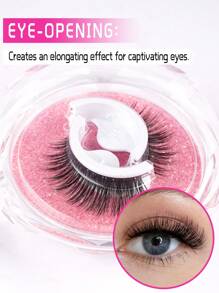1 Par de Cílios Postiços Completos Leves de 10-13mm, Volumosos e Densos, Fibra Preta Suave, Design Frisado e Abanado, Aplicação Instantânea Sem Cola, Reutilizável com Tiras Adesivas de Reposição, Perfeito para Uso Diário